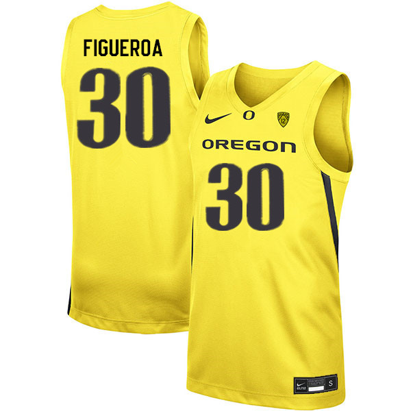 Men #30 LJ Figueroa Oregon Ducks College Basketball Jerseys Sale-Yellow